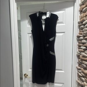 Cache Black Sheath Mini Dress with Cutout Details